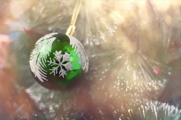 Happy Christmas. Decorative Christmas toy on the Xmas tree