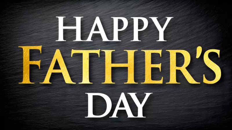 Happy Fathers Day Golden Lettering on Dark Background