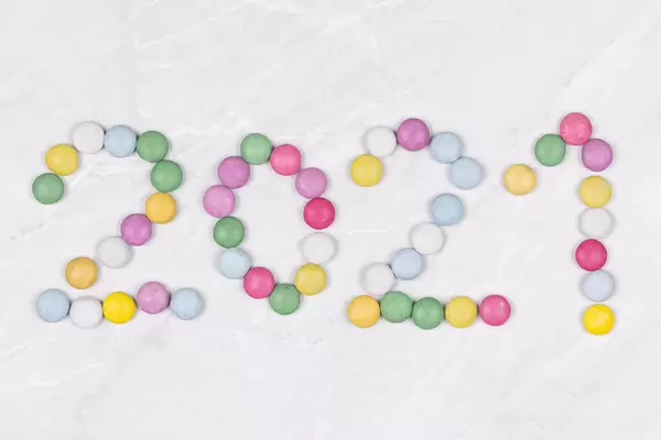 Happy new 2021 year candy M&M