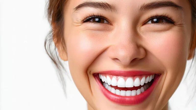 Happy Woman with Bright White Smile Close-Up