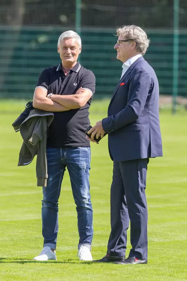 Harald Schumacher und Armin Veh bei guter Laune