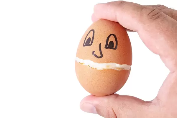 Hard Boiled Egg with eyes and smile in the hand (Flip 2019)