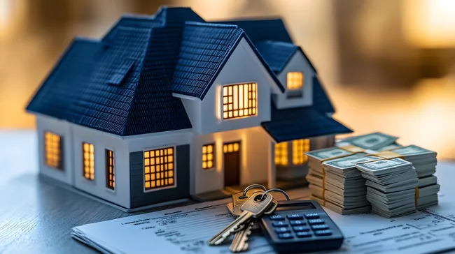 Haus, Schlüssel und Geld: Immobilieninvestition visualisiert