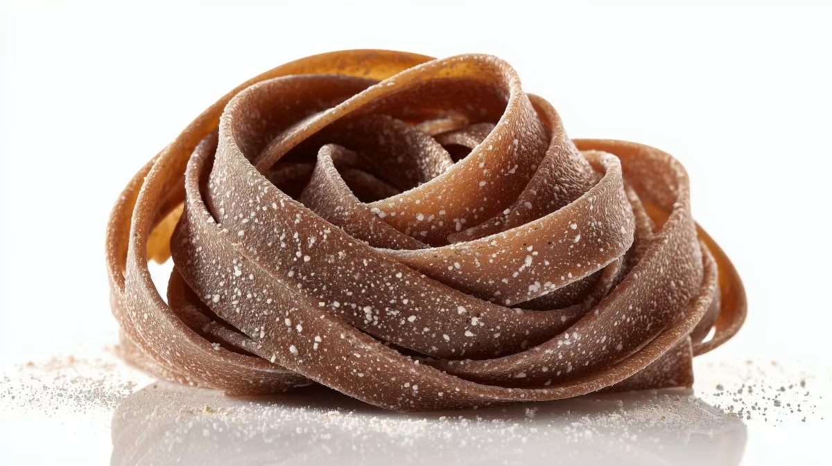 Hausgemachte Buchweizen Nudeln als elegantes Nest