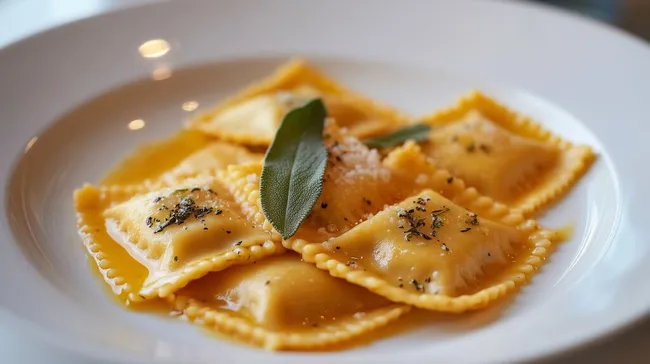Hausgemachte Kürbisravioli mit Salbeibutter