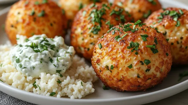 Hausgemachte Möhrenküchlein mit Kräuterquark und Couscous