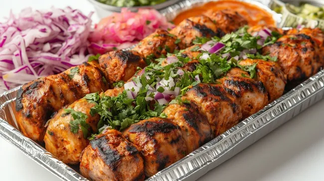 Hausgemachte Shawarma-Spieße mit Rotkohl und Zitrone