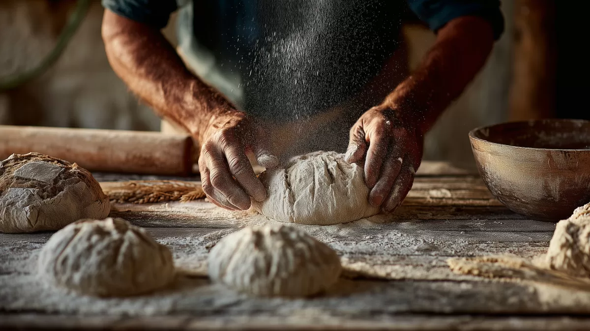 Hausgemachter Brotteig in Nahaufnahme