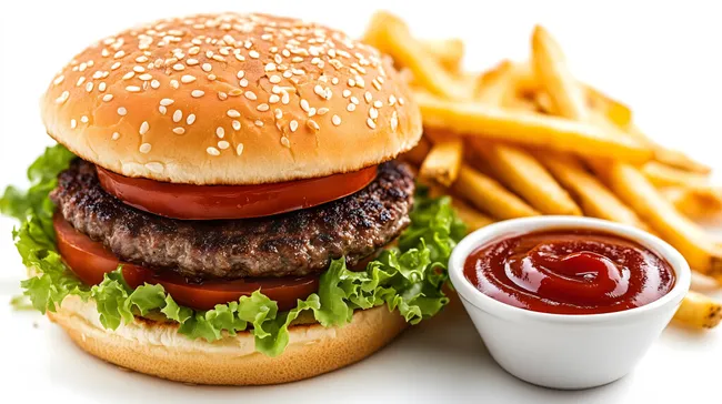 Hausgemachter Cheeseburger mit knusprigen Pommes