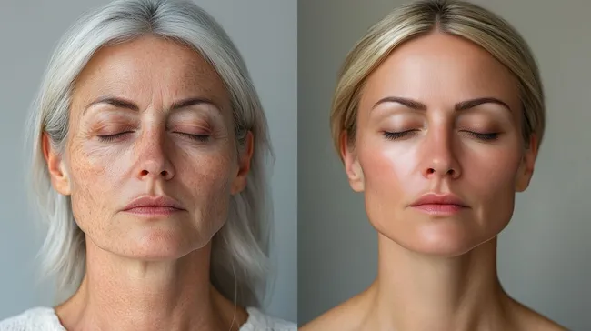 Hautalterung vor und nach Verjüngungsprozess