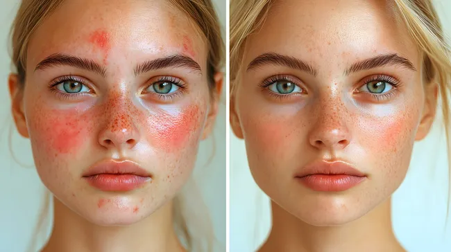 Hautpflege vor und nach Behandlung - Foto mit gesundem, frischem Erscheinungsbild