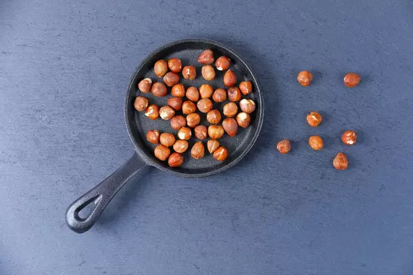 Hazelnuts in small pan