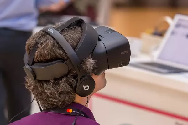 Headset for virtual reality at the innovation festival #bits19 in Munich, Germany