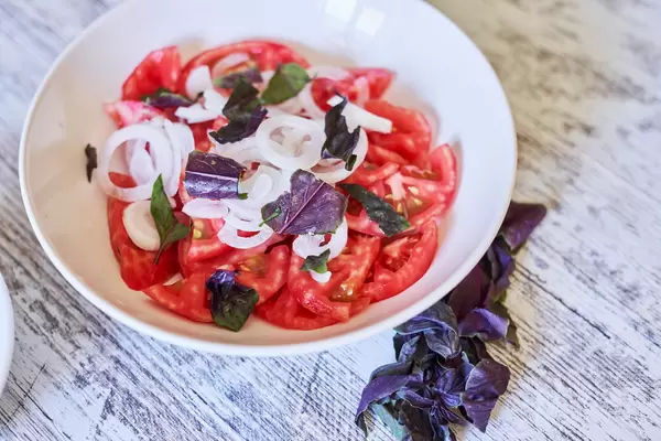 Healthy and organic salad made with tomatoes