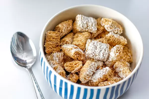 Healthy breakfast with Wheat Cereals in a ceramic bowl