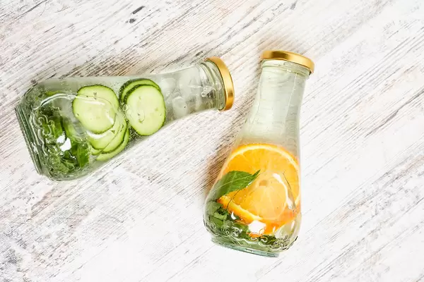 Healthy detox drinks with cucumber and lemon