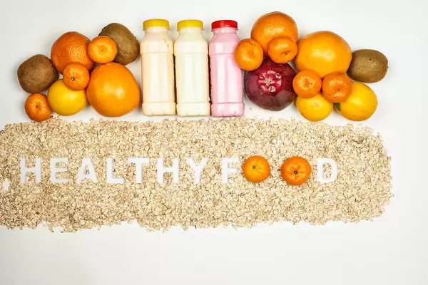 Healthy food. Balanced weight-loss-friendly fruit-based diet ingredients