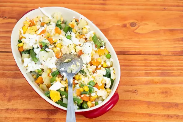 Healthy vegetables salad in the bowl with copy space (Flip 2020)