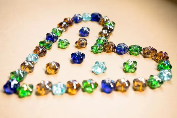 Heart formed with glass ornaments