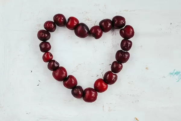 Heart made with cherries