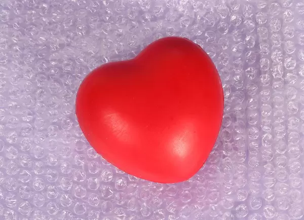 Heart on bubble wrap