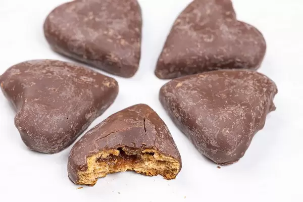 Heart shaped Chocolate Cookies on the white background