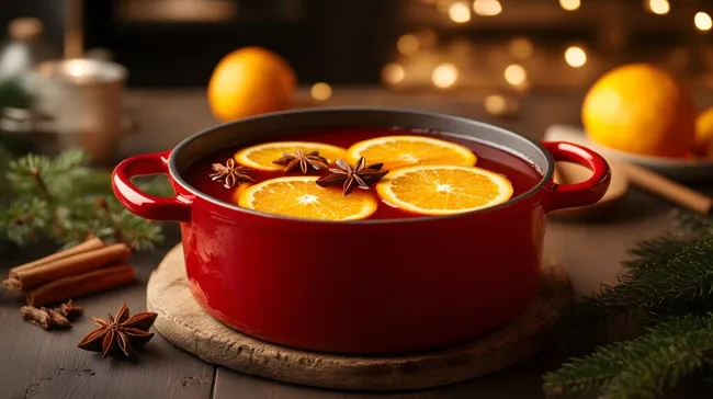 Heimeliger Glühwein mit Orange und Gewürzen