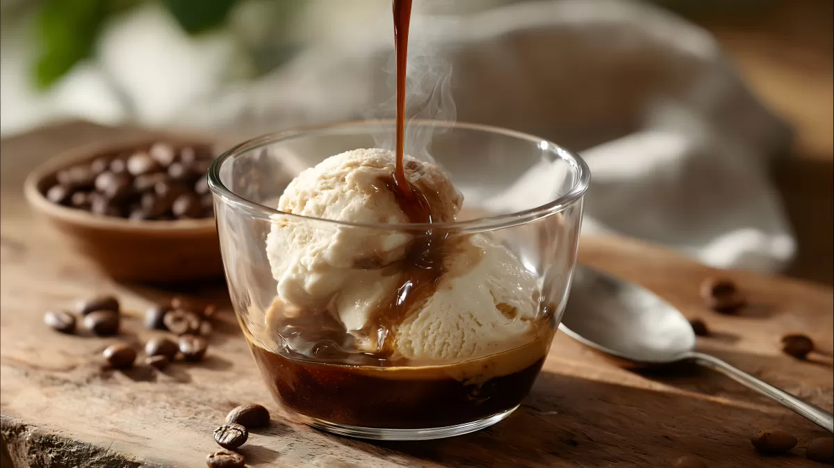 Heißer Espresso über Vanilleeis - Köstliches Affogato-Dessert