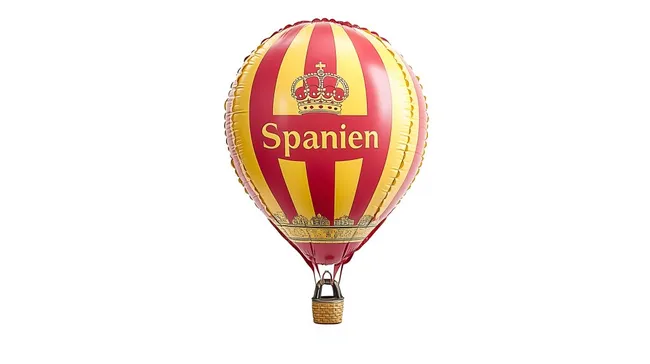 Heißluftballon in den spanischen Nationalfarben