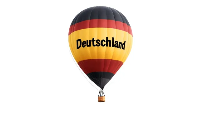Heißluftballon in Schwarz-Rot-Gold über Deutschland