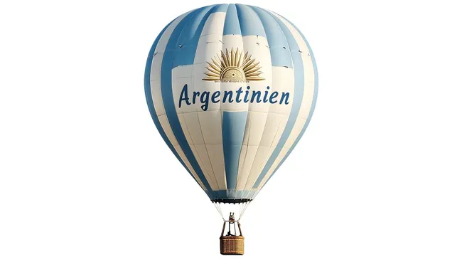 Heißluftballon mit Argentinien-Motiv in Blau und Weiß