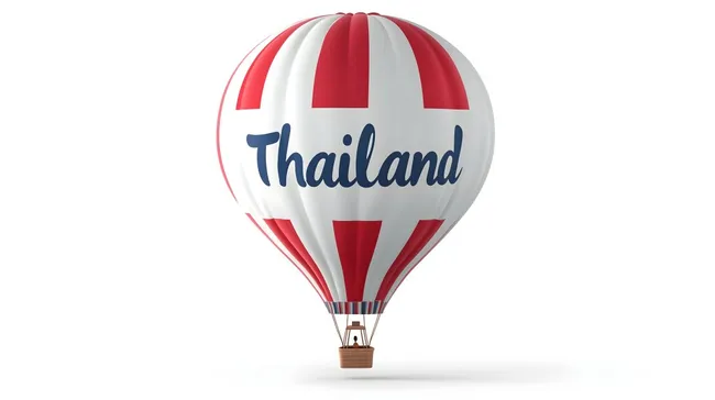 Heißluftballon mit Thailand-Logo in Rot und Weiß