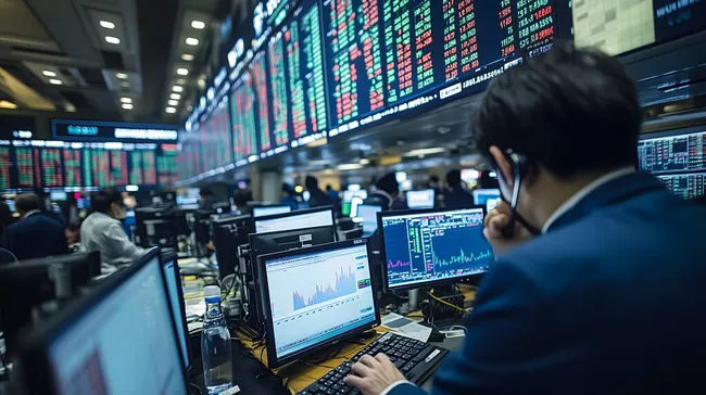 Hektischer Börsenhandel mit digitalen Aktienkursen