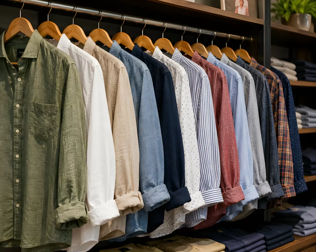 Hemden in verschiedenen Farben auf Kleiderstange