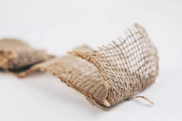 Hemp fabric. Close up of texture .