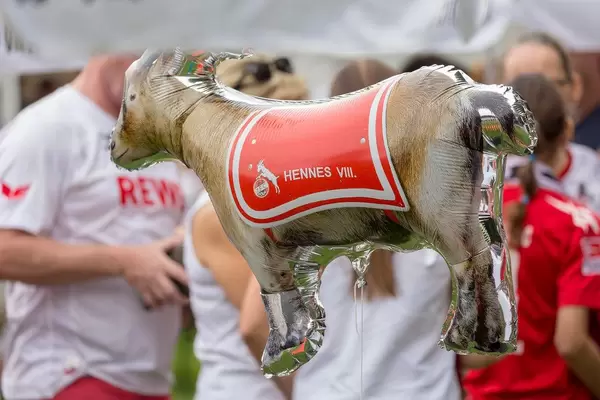 Hennes VIII Helium-Ballon und Fans im Hintergrund