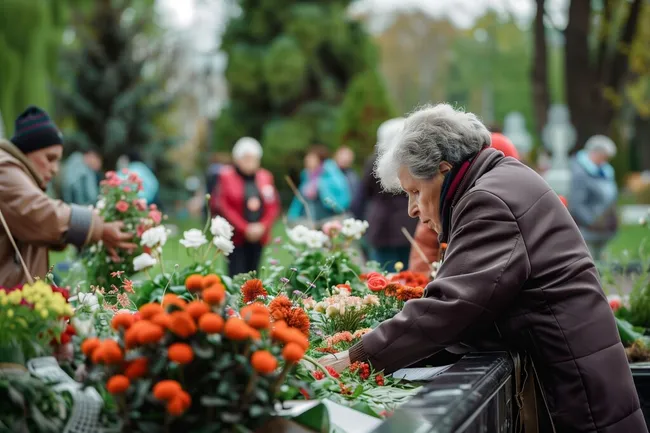 Herbstliche Blumenmarkt-Szene in der Stadt