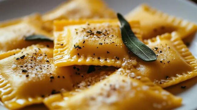 Herbstliche Kürbis-Ravioli mit Salbei und Parmesan