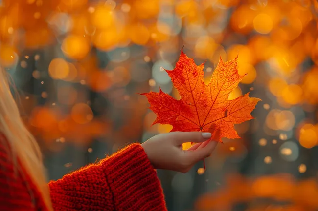 Herbstliche Stimmung mit Ahornblatt