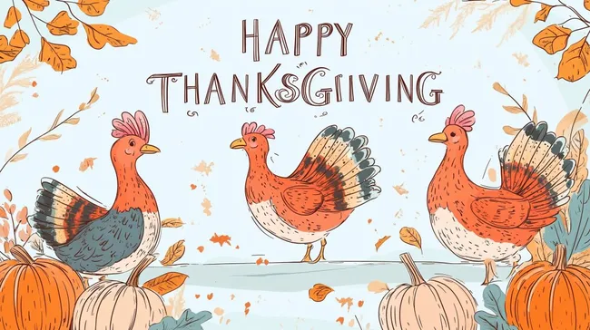 Herbstliche Thanksgiving-Feier mit Hühnern