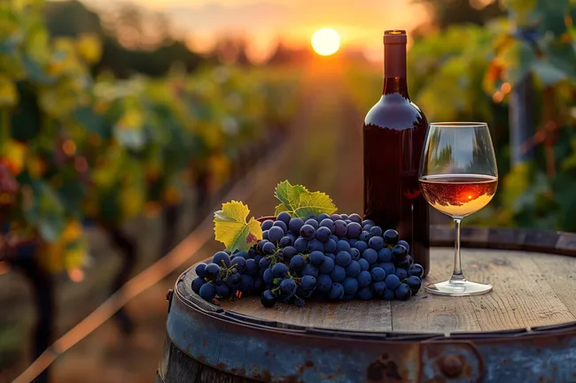 Herbstliche Weinprobe bei Sonnenuntergang