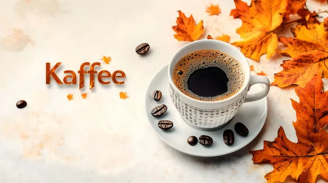 Herbstlicher Kaffeegenuss mit orangefarbenen Blättern