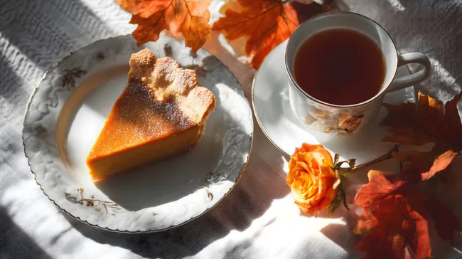 Herbstlicher Kürbisskuchen mit Teegenuss