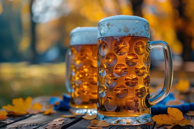 Herbstliches Bier in Gläsern