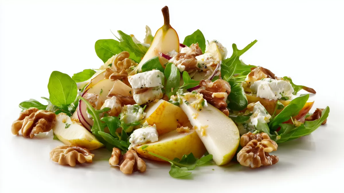 Herbstsalat mit Birnen und Ricotta und Walnüssen