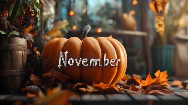 Herbststimmung mit Kürbis und Blättern