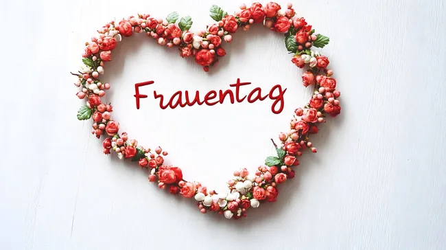 Herz aus roten Blüten zum Frauentag
