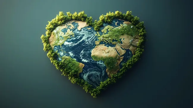 Herz-förmige Weltkarte als Symbol für Umweltschutz