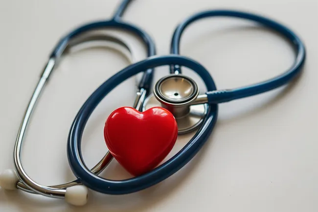 Herz und Stethoskop für medizinische Behandlung