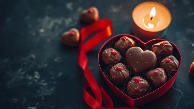 Herzförmige Pralinenschachtel mit Kerze - Romantisches Liebesgeschenk